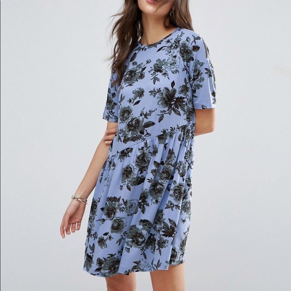 ASOS Asymmetric Smock Dress in floral print